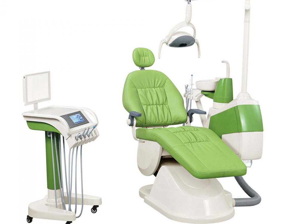 نمایی کلی از صندلی بیمار و سایر اجزای یونیت دندانپزشکی